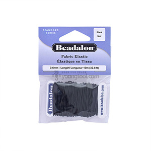 Beadalon Fabric Elastic 직물 코드 (Black/10M)